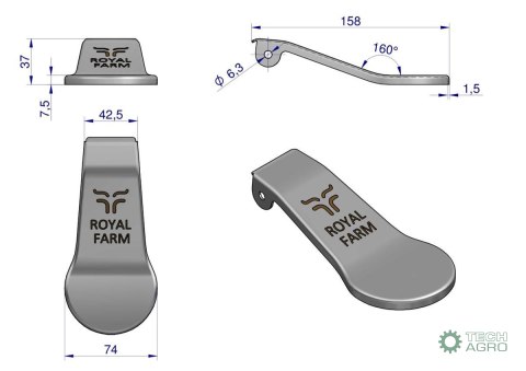 Język ze stali nierdzewnej poidła RF-20909015 RF-20909025 ROYAL FARM Język ze stali nierdzewnej poidła RF-20909015 RF-20909025 ROYAL FARM
