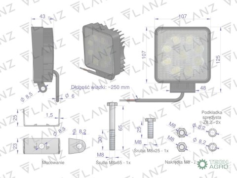 LAMPA ROB.LED KWADR.27W GLANZ LAMPA ROB.LED KWADR.27W GLANZ
