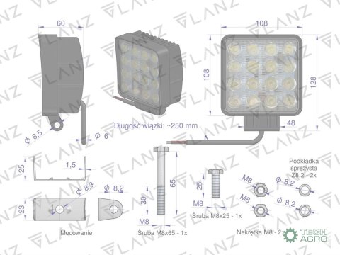 LAMPA ROB.LED KWADR.48W GLANZ LAMPA ROB.LED KWADR.48W GLANZ