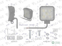 LAMPA ROB.LED KWADR. MINI 15W5 LED GLANZ