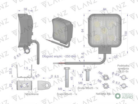 LAMPA ROB.LED KWADR. MINI 15W5 LED GLANZ LAMPA ROB.LED KWADR. MINI 15W5 LED GLANZ