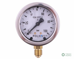 Manometr glicerynowy M63 0-100 bar dolne przyłącze G1/4