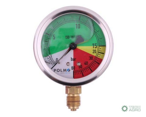 Manometr glicerynowy M63 0-15/60 bar gwint G1/4" dolne przyłącze. obudowa kwasoodporna. Opryskiwacz POLMO Manometr glicerynowy M63 0-15/60 bar gwint G1/4" dolne przyłącze. obudowa kwasoodporna. Opryskiwacz POLMO