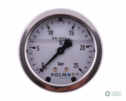 Manometr glicerynowy M63 0-25 bar tylne przyłącze G1/4" POLMO Manometr glicerynowy M63 0-25 bar tylne przyłącze G1/4" POLMO