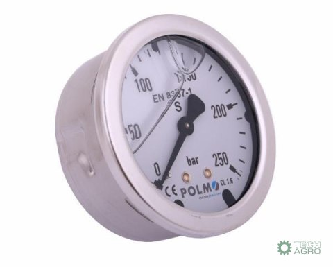 Manometr glicerynowy M63 0-250 bar tylne przyłącze G1/4" POLMO Manometr glicerynowy M63 0-250 bar tylne przyłącze G1/4" POLMO