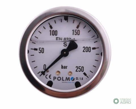 Manometr glicerynowy M63 0-250 bar tylne przyłącze G1/4" POLMO Manometr glicerynowy M63 0-250 bar tylne przyłącze G1/4" POLMO