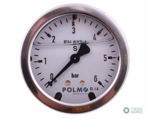 Manometr glicerynowy M63 0-6 bar tylne przyłącze G1/4" POLMO Manometr glicerynowy M63 0-6 bar tylne przyłącze G1/4" POLMO