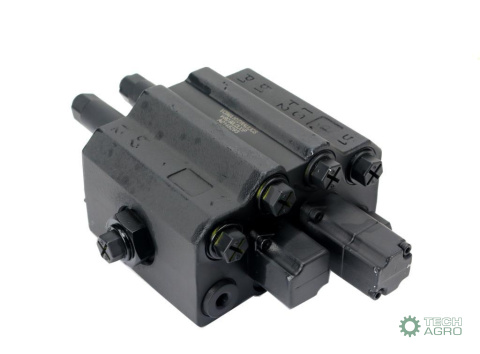 Rozdzielacz hydrauliczny do ładowaczy czołowych 2-sekcyjny (1 x sekcja pływająca) max przepływ 90L - sterowany na linkę i joy Rozdzielacz hydrauliczny do ładowaczy czołowych 2-sekcyjny (1 x sekcja pływająca) max przepływ 90L - sterowany na linkę i joy