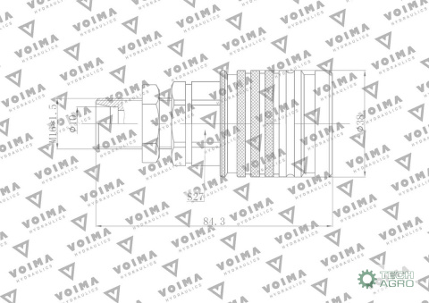 Szybkozłącze hydrauliczne gniazdo EURO M16x1.5 GZ Push-pull long (9100816GL) VOIMA Szybkozłącze hydrauliczne gniazdo EURO M16x1.5 GZ Push-pull long (9100816GL) VOIMA