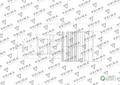 Szybkozłącze hydrauliczne gniazdo EURO M20x1.5 GZ Push-pull (9100820G) VOIMA Szybkozłącze hydrauliczne gniazdo EURO M20x1.5 GZ Push-pull (9100820G) VOIMA