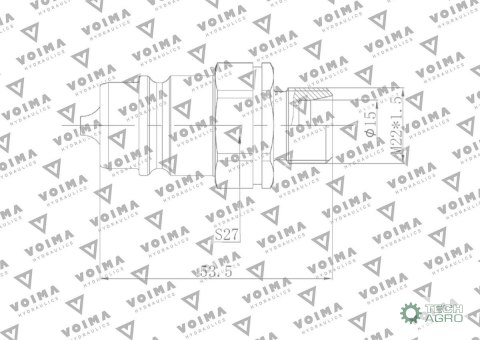 Szybkozłącze hydrauliczne wtyczka EURO M22x1.5 GZ (9100822W) VOIMA (opakowanie 50szt) Szybkozłącze hydrauliczne wtyczka EURO M22x1.5 GZ (9100822W) VOIMA (opakowanie 50szt)