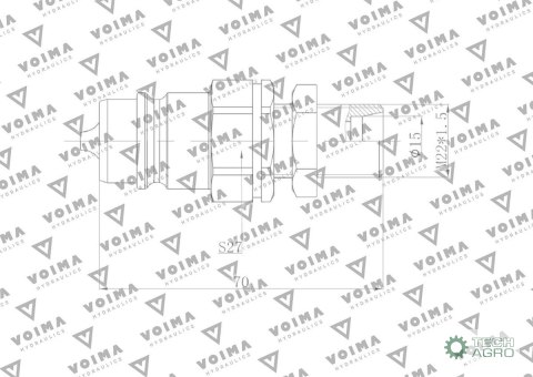 Szybkozłącze hydrauliczne wtyczka EURO M22x1.5 GZ long (9100822LW) VOIMA (opakowanie 50szt) Szybkozłącze hydrauliczne wtyczka EURO M22x1.5 GZ long (9100822LW) VOIMA (opakowanie 50szt)