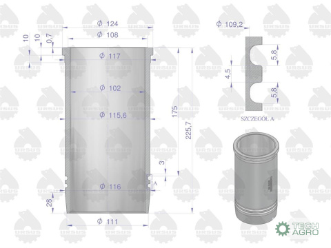 Zestaw naprawczy silnika 102/3 komora 55.7 mm 71010303 ZETOR ORYGINAŁ URSUS Zestaw naprawczy silnika 102/3 komora 55.7 mm 71010303 ZETOR ORYGINAŁ URSUS
