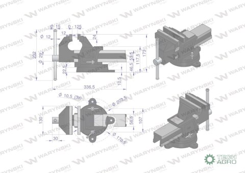 Imadło ślusarskie z żeliwa sferoidalneg o obrotowe 125 mm Waryński Imadło ślusarskie z żeliwa sferoidalneg o obrotowe 125 mm Waryński