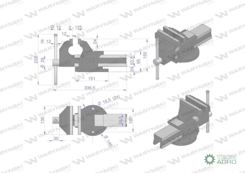 Imadło ślusarskie z żeliwa sferoidalneg o stałe 125 mm Waryński Imadło ślusarskie z żeliwa sferoidalneg o stałe 125 mm Waryński