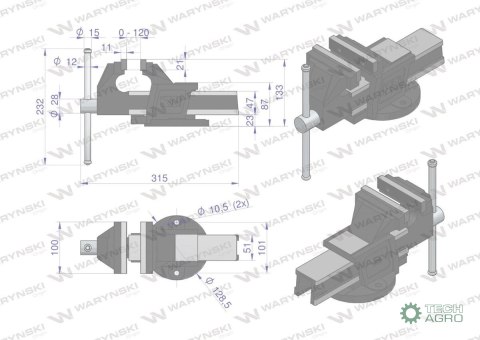 Imadło ślusarskie z żeliwa sferoidalnego stałe 100 mm Waryński Imadło ślusarskie z żeliwa sferoidalnego stałe 100 mm Waryński