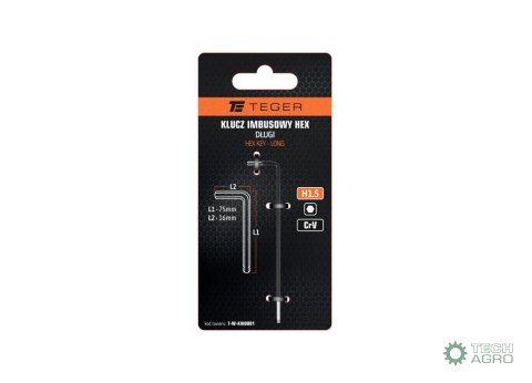Klucz imbusowy HEX H1.5 - DŁUGI / TEGER Klucz imbusowy HEX H1.5 - DŁUGI / TEGER