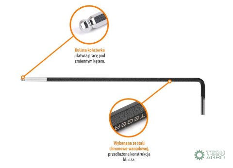 Klucz imbusowy HEX H1.5 - DŁUGI / TEGER Klucz imbusowy HEX H1.5 - DŁUGI / TEGER