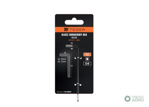 Klucz imbusowy HEX H3 - DŁUGI / TEGER Klucz imbusowy HEX H3 - DŁUGI / TEGER