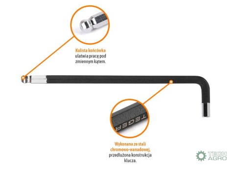 Klucz imbusowy HEX H4.5 - DŁUGI / TEGER Klucz imbusowy HEX H4.5 - DŁUGI / TEGER