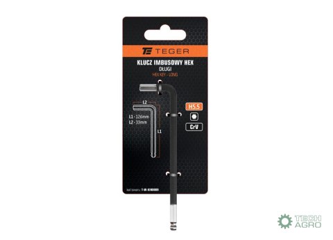 Klucz imbusowy HEX H5.5 - DŁUGI / TEGER Klucz imbusowy HEX H5.5 - DŁUGI / TEGER