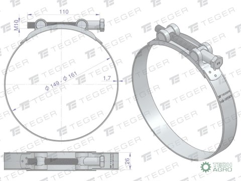 Opaska zaciskowa GBS 149-161 (obejma W1 - stal ocynkowana) szerkość 26mm TEGER ( sprzedawane po 5 ) Opaska zaciskowa GBS 149-161 (obejma W1 - stal ocynkowana) szerkość 26mm TEGER ( sprzedawane po 5 )