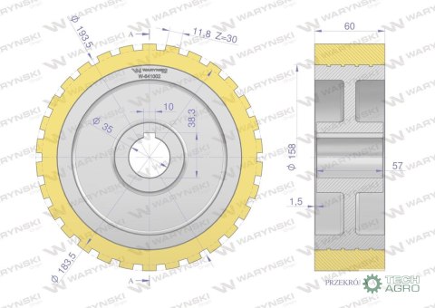 Rolka napędowa zębata PU 194x60x35 zastosowanie 07600704 Grimme WARYŃSKI Rolka napędowa zębata PU 194x60x35 zastosowanie 07600704 Grimme WARYŃSKI
