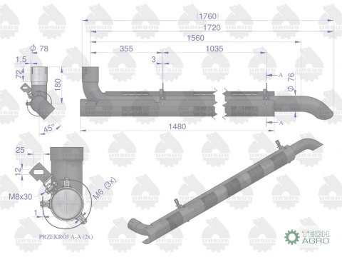 Rura Tłumik kpl AL164277W WARYŃSKI Rura Tłumik kpl AL164277W WARYŃSKI