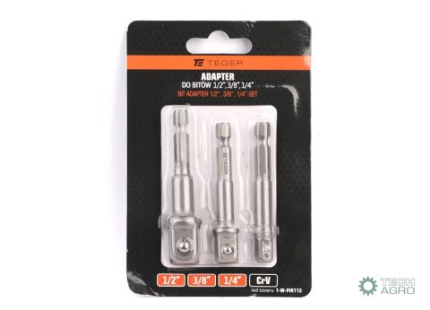 Adapter do bitów 1/2" 1/4" 3/8" - zestaw / TEGER Adapter do bitów 1/2" 1/4" 3/8" - zestaw / TEGER