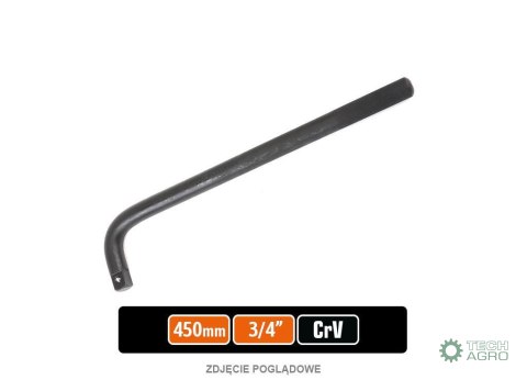 Pokrętło do nasadek TYP L 3/4" 450 mm - kute/ stal CrV 41V4 / TEGER Pokrętło do nasadek TYP L 3/4" 450 mm - kute/ stal CrV 41V4 / TEGER