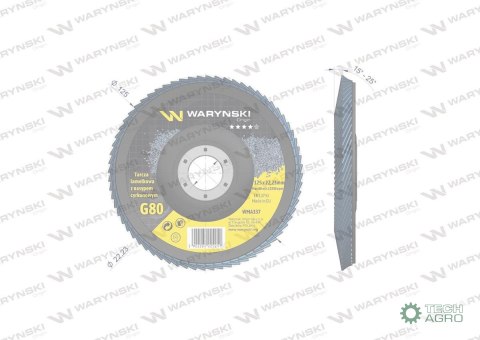 Tarcza do szlifierki 125 mm lamelkowa. cyrkonowa GR80 (sprzedawana po 10 szt.) Waryński Tarcza do szlifierki 125 mm lamelkowa. cyrkonowa GR80 (sprzedawana po 10 szt.) Waryński