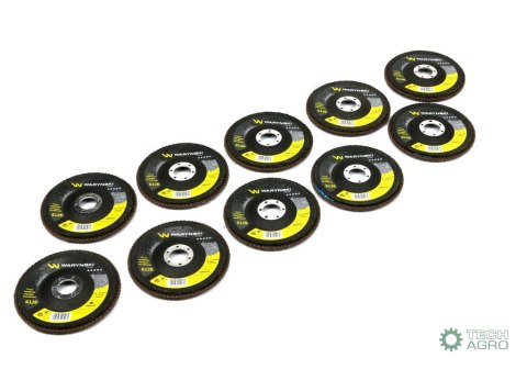 Tarcza do szlifierki 125 mm lamelkowa z elektrokorundem GR120 (sprzedawana po 10 szt.) Waryński Tarcza do szlifierki 125 mm lamelkowa z elektrokorundem GR120 (sprzedawana po 10 szt.) Waryński