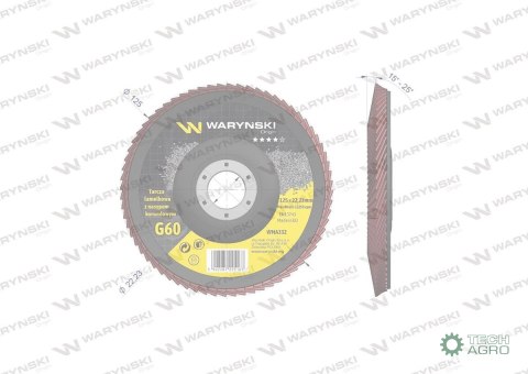 Tarcza do szlifierki 125 mm lamelkowa z elektrokorundem GR60 (sprzedawana po 10 szt.) Waryński Tarcza do szlifierki 125 mm lamelkowa z elektrokorundem GR60 (sprzedawana po 10 szt.) Waryński