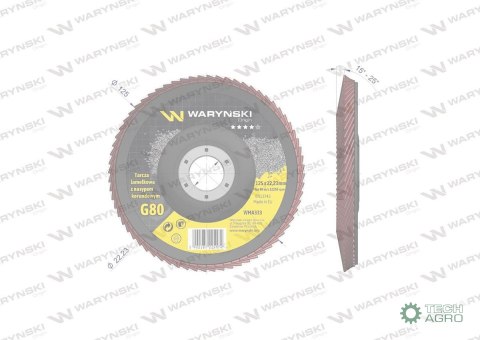 Tarcza do szlifierki 125 mm lamelkowa z elektrokorundem GR80 (sprzedawana po 10 szt.) Waryński Tarcza do szlifierki 125 mm lamelkowa z elektrokorundem GR80 (sprzedawana po 10 szt.) Waryński