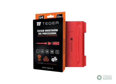 Zestaw wkrętaków VDE PROFESSIONAL 13 szt / Certyfikat GS/VDE / TEGER