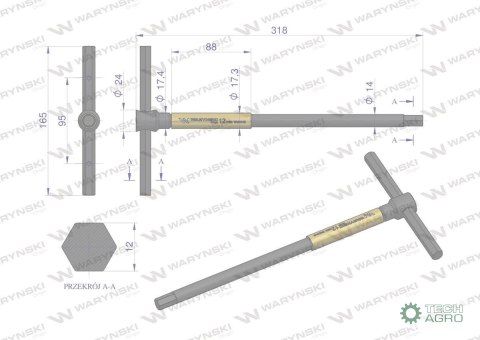 Klucz T ze spinnerem HEX 12 mm Waryński Klucz T ze spinnerem HEX 12 mm Waryński