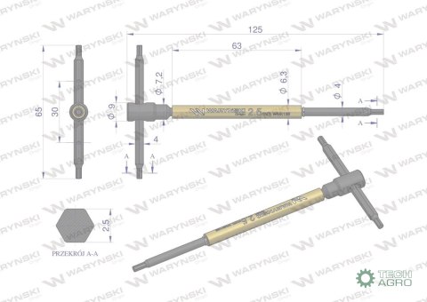 Klucz T ze spinnerem HEX 2.5 mm Waryńsk i Klucz T ze spinnerem HEX 2.5 mm Waryńsk i
