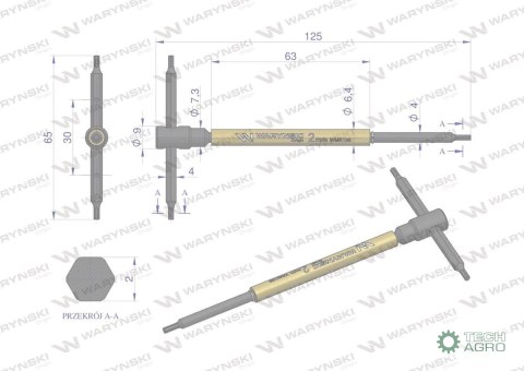 Klucz T ze spinnerem. HEX 2 mm Waryński Klucz T ze spinnerem. HEX 2 mm Waryński