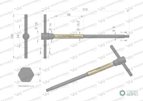 Klucz T ze spinnerem HEX 6 mm Waryński Klucz T ze spinnerem HEX 6 mm Waryński