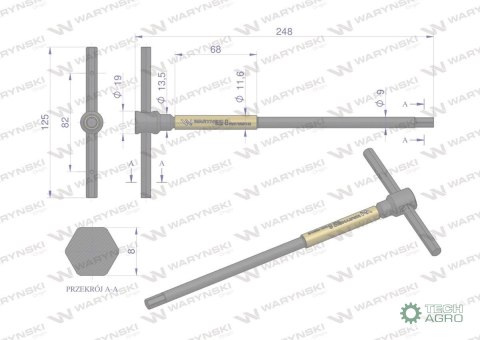 Klucz T ze spinnerem HEX 8 mm Waryński Klucz T ze spinnerem HEX 8 mm Waryński