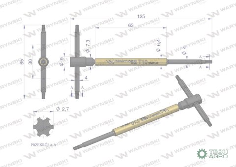 Klucz T ze spinnerem TORX T10 Waryński Klucz T ze spinnerem TORX T10 Waryński
