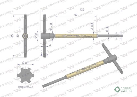 Klucz T ze spinnerem TORX T20 Waryński Klucz T ze spinnerem TORX T20 Waryński