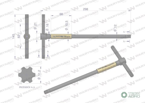 Klucz T ze spinnerem TORX T55 Waryński Klucz T ze spinnerem TORX T55 Waryński
