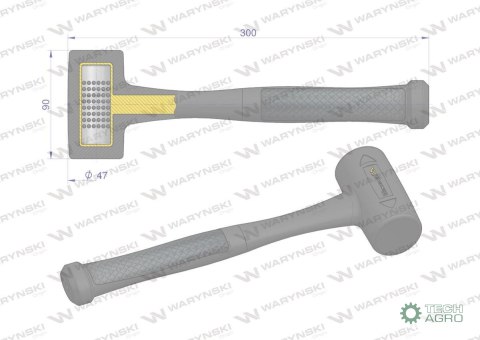 Młotek gumowy czarny bezodrzutowy 680 g trzonek z włókna szklanego Waryński Młotek gumowy czarny bezodrzutowy 680 g trzonek z włókna szklanego Waryński