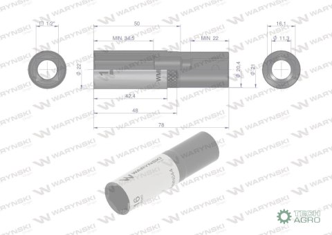 "Nasadka sześciokątna 1/2"". 16 mm. dług . CrV50BV30. DIN 3124. Waryński "Nasadka sześciokątna 1/2"". 16 mm. dług . CrV50BV30. DIN 3124. Waryński