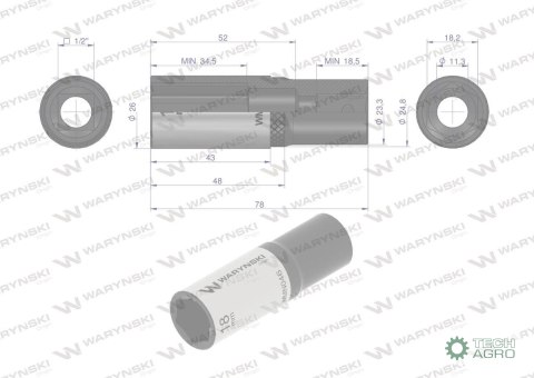 "Nasadka sześciokątna 1/2"". 18 mm. dług . CrV50BV30. DIN 3124. Waryński "Nasadka sześciokątna 1/2"". 18 mm. dług . CrV50BV30. DIN 3124. Waryński