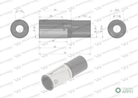 "Nasadka sześciokątna 1/2"". 20 mm. dług . CrV50BV30. DIN 3124. Waryński "Nasadka sześciokątna 1/2"". 20 mm. dług . CrV50BV30. DIN 3124. Waryński