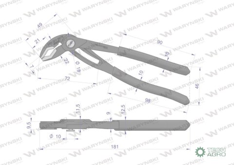 Szczypce do rur szybkonastawne 180mm. z akres szczęk 42 mm Waryński Szczypce do rur szybkonastawne 180mm. z akres szczęk 42 mm Waryński