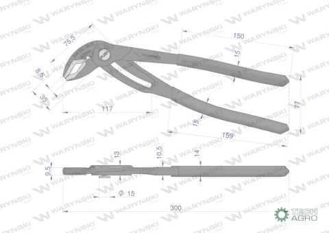 Szczypce do rur szybkonastawne 300mm. z akres szczęk 70 mm Waryński Szczypce do rur szybkonastawne 300mm. z akres szczęk 70 mm Waryński