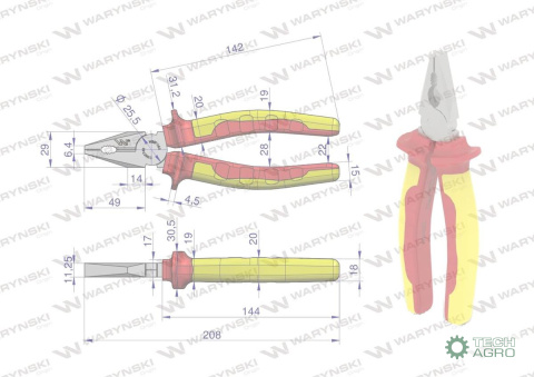 Szczypce izolowane, uniwersalne 200 mm. VDE. Waryński Szczypce izolowane, uniwersalne 200 mm. VDE. Waryński